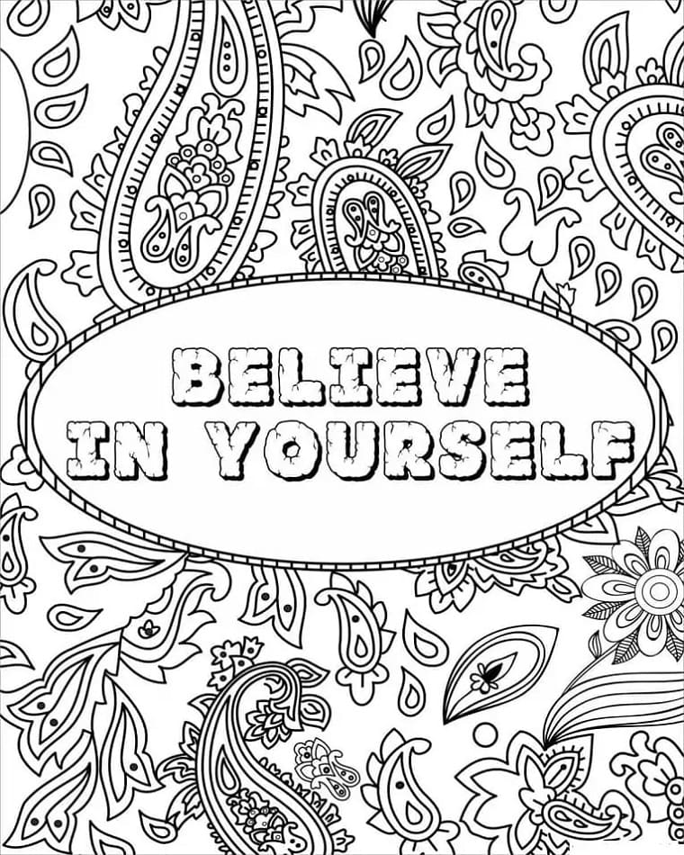 Print Believe in Yourself VSCO Girl Coloring Page