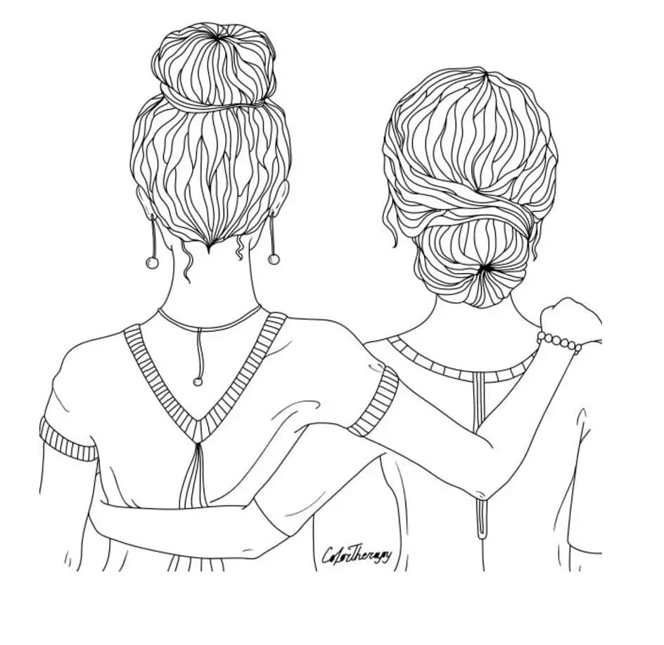 Print Best Friend VSCO Girl Coloring Page