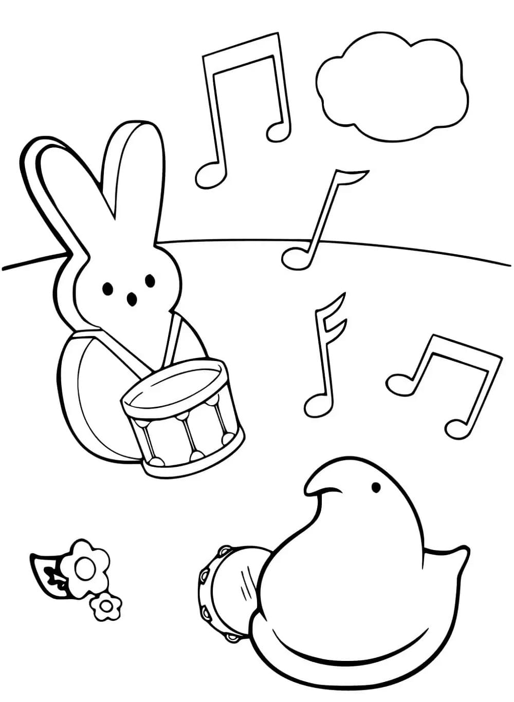 Print Chick and Rabbit Marshmallow Peeps Coloring Pages