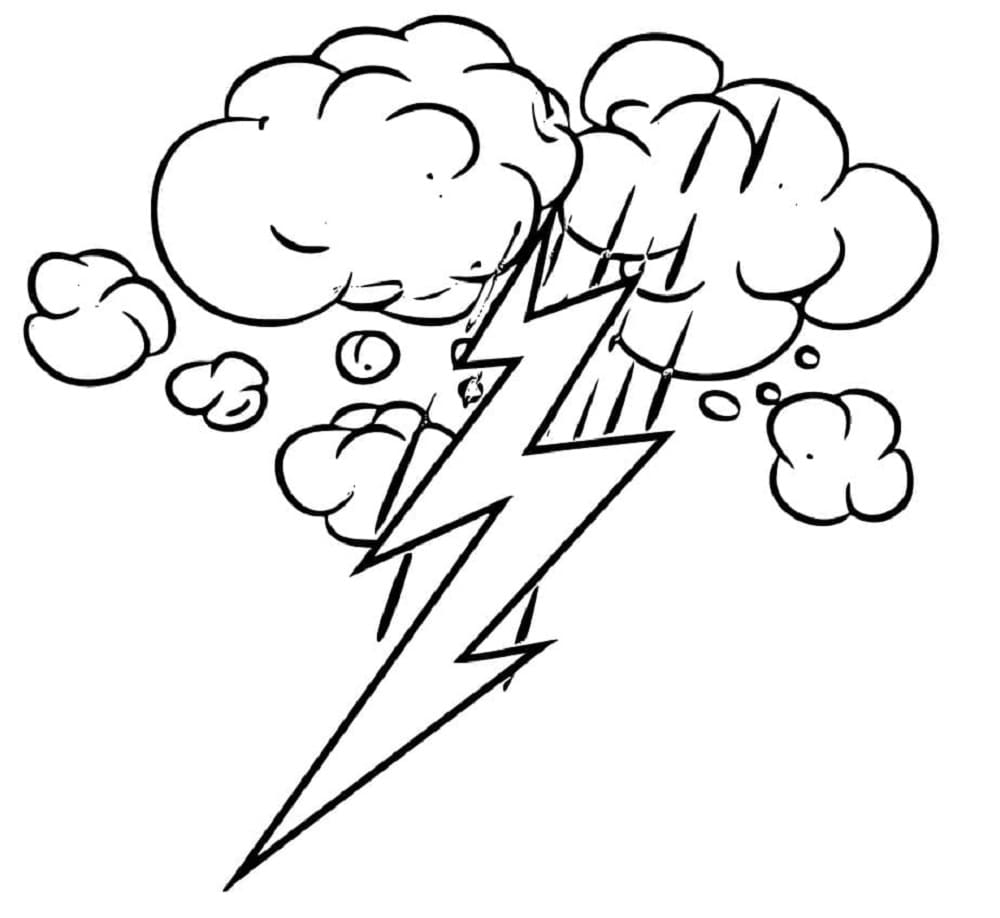 Print Cloud and Lightning Coloring Page