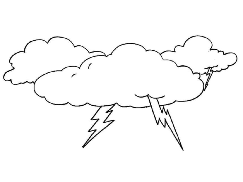 Print Cloud and Lightning Image Coloring Page