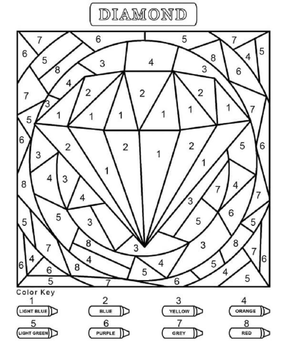 Print Diamond Color By Number Coloring Page