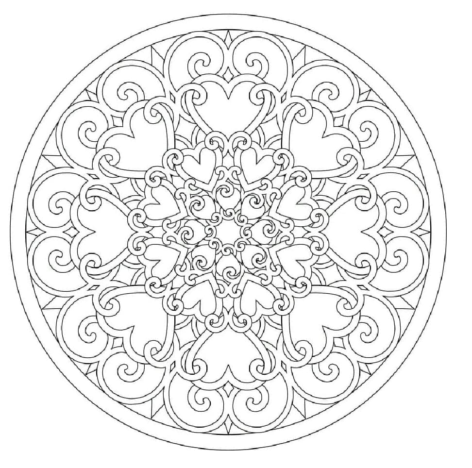 Print Drawing of Abstract Mandala Coloring Page