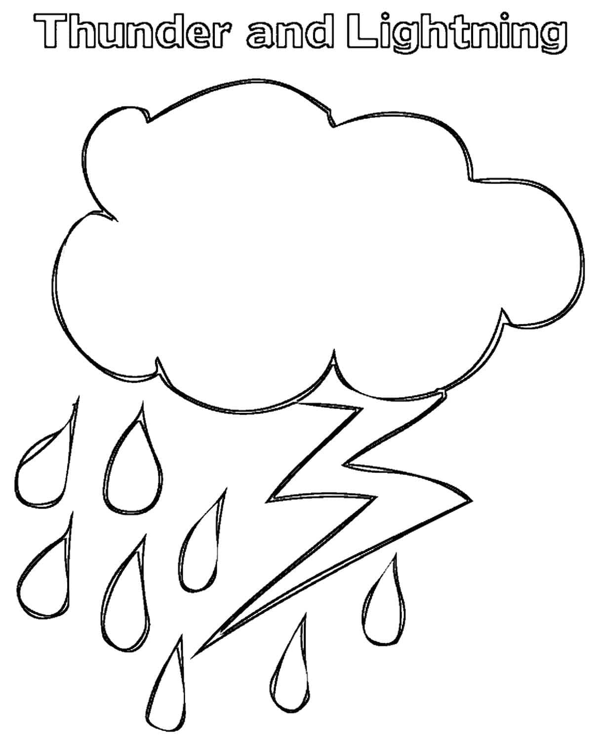 Print Drawing of Thunder and Lightning Coloring Page