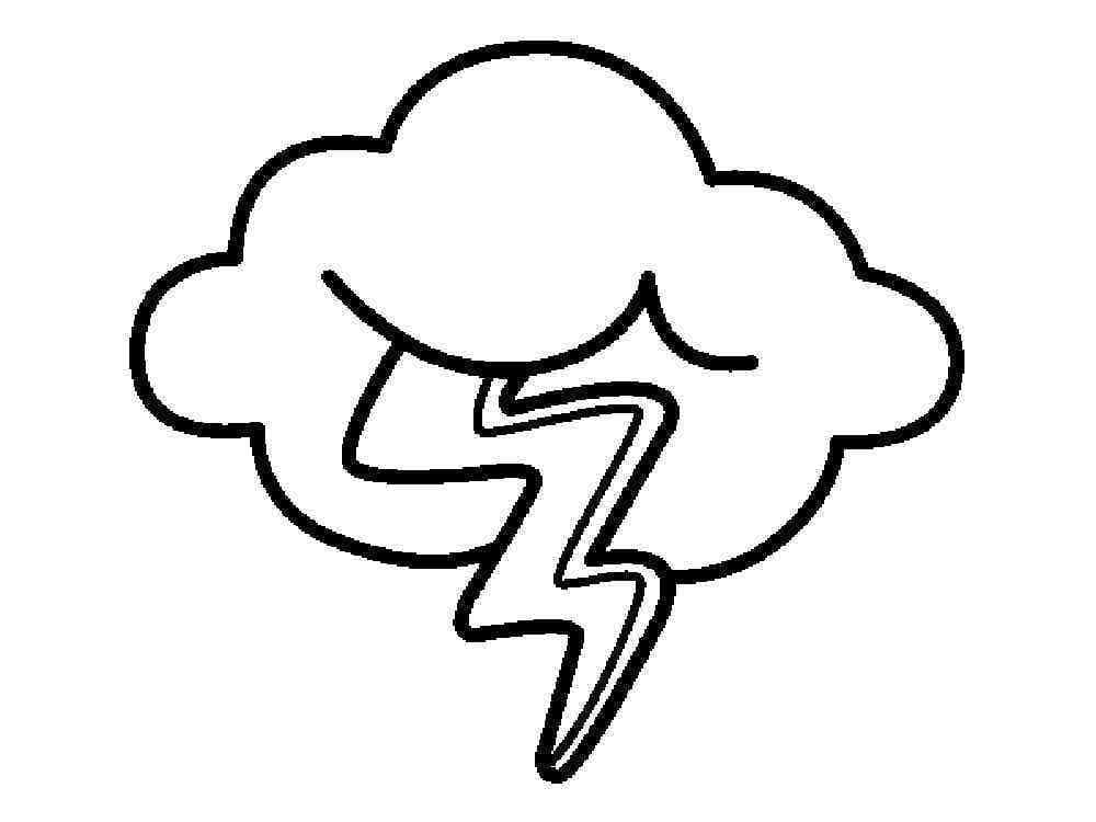 Print Easy Cloud and Lightning Coloring Page