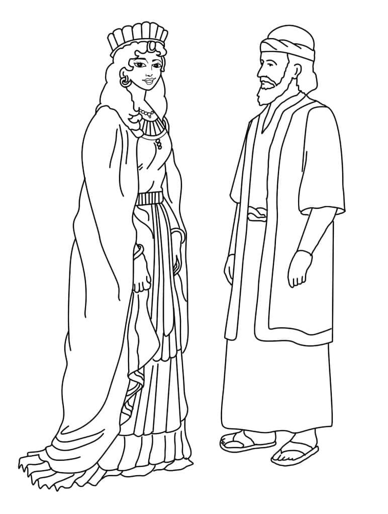 Print Esther And Mordecai Coloring Page