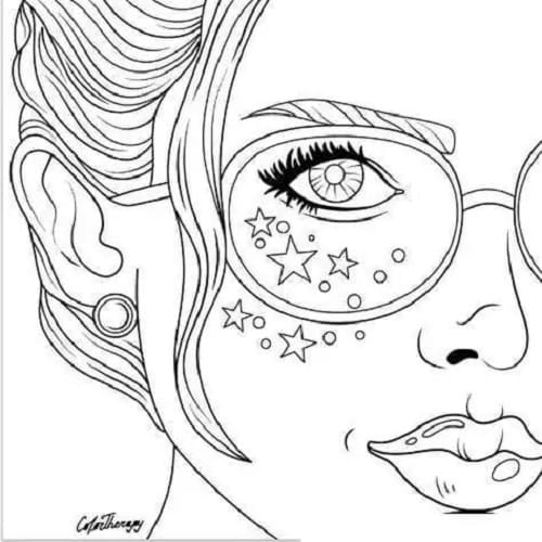 Print Fashion Stars VSCO Coloring Page