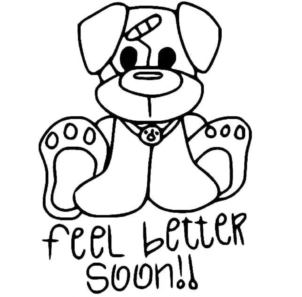 Print Feel Better Soon Puppy Coloring Page