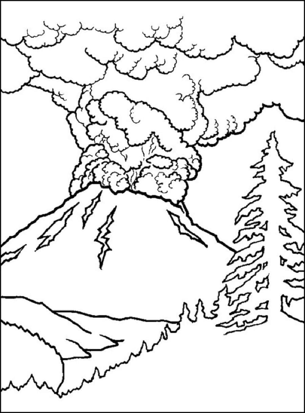 Print Free Download Volcano Image Coloring Page