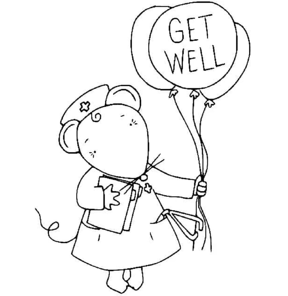 Print Get Well Balloons Coloring Page