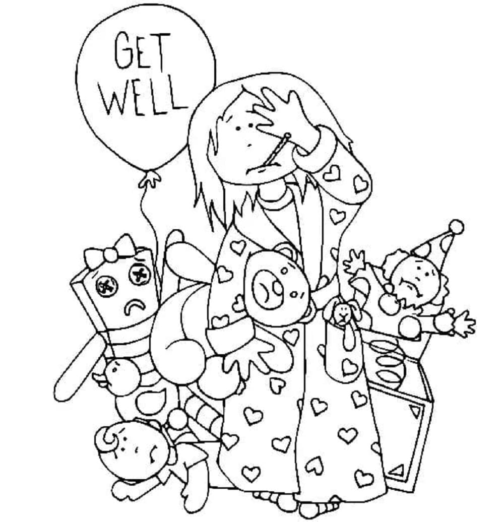 Print Get Well Girl Coloring Page