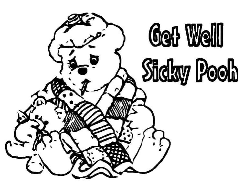 Print Get Well Sicky Pooh Coloring Page