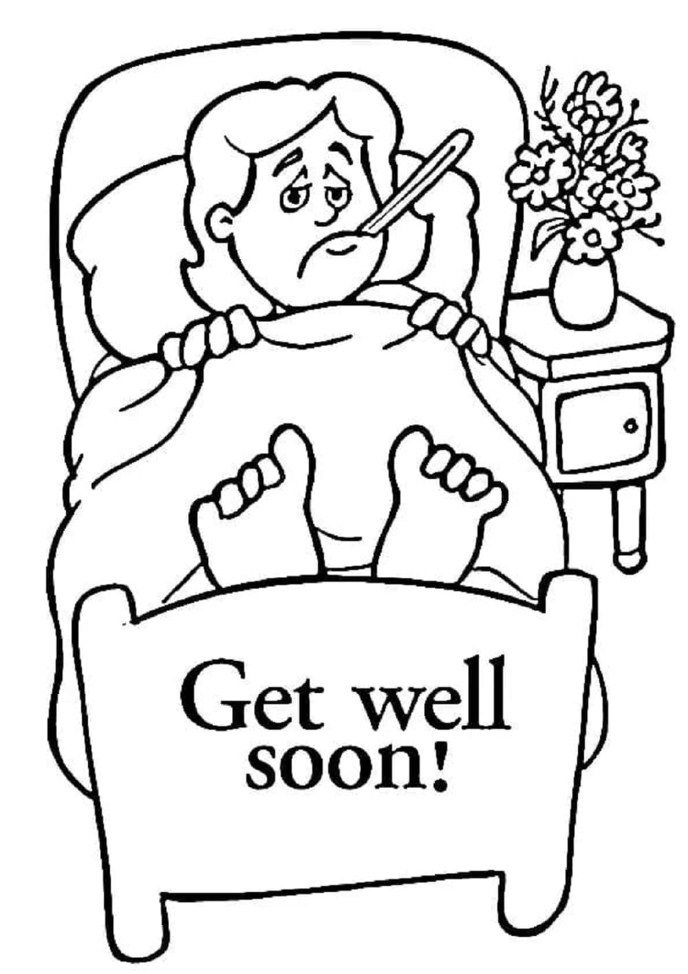 Print Get Well Soon Girl Coloring Page