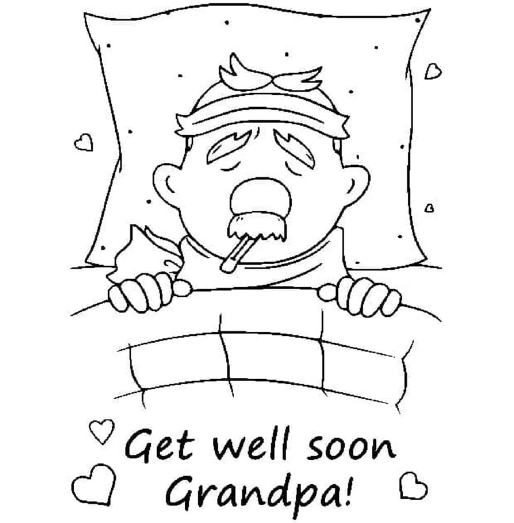 Print Get Well Soon Grandpa Coloring Page