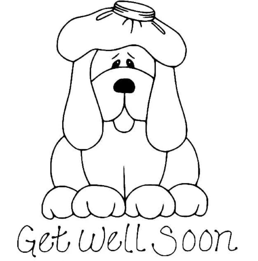 Print Get Well Soon Puppy Coloring Page