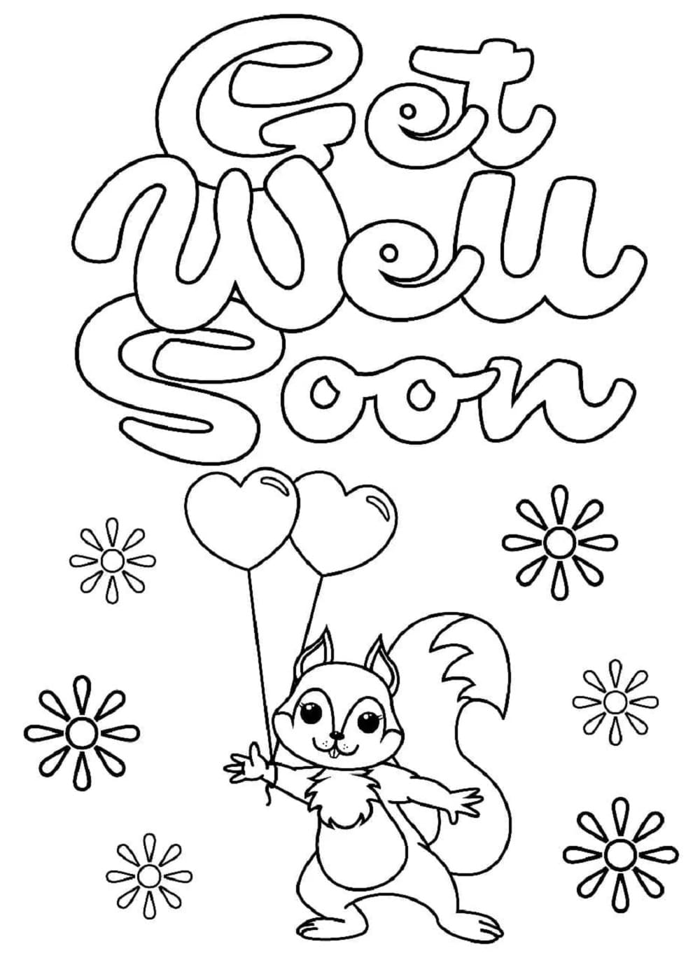 Print Get Well Soon Squirrel Coloring Page