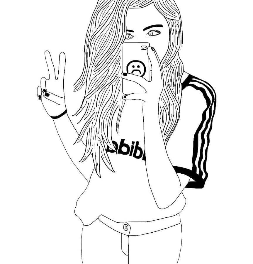 Print Girl is Wearing Adidas Shirt Coloring Page