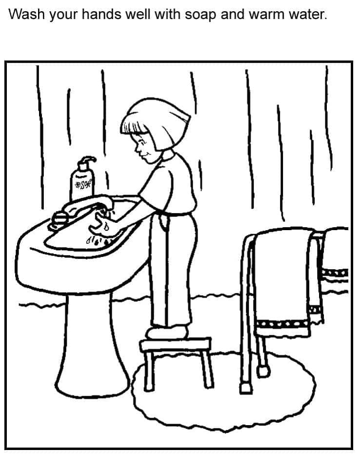 Print Good Hygiene Wash Your Hands Coloring Page