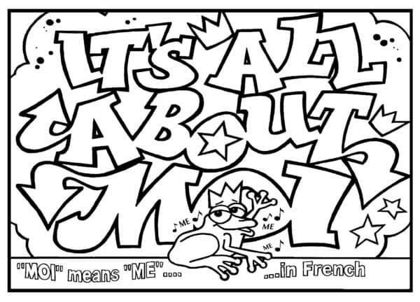 Print Graffiti With A Frog From France Coloring Page