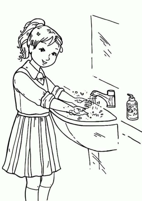 Print Hand Washing Coloring Page