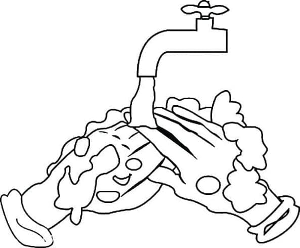 Print Hand Washing For Free Coloring Page