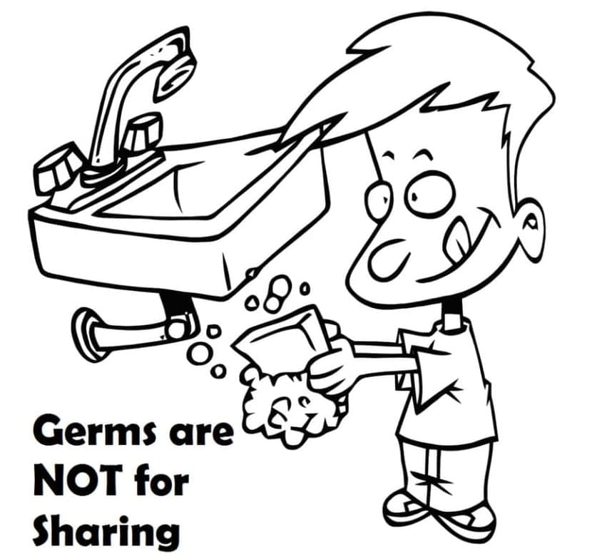 Print Hand Washing Free Coloring Page