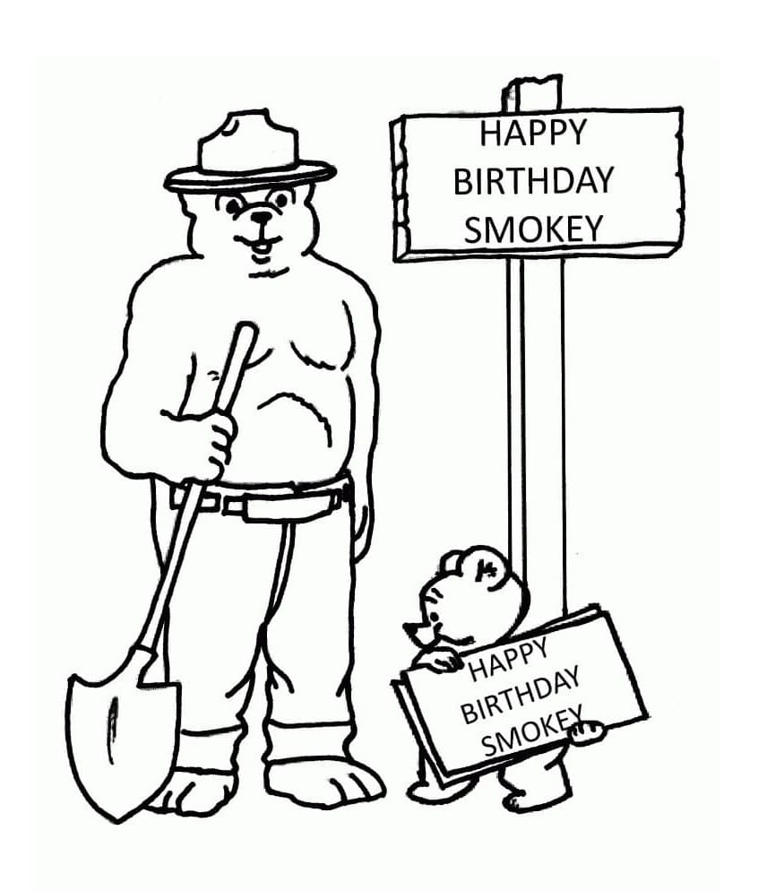 Print Happy Birthday Smokey Coloring Page