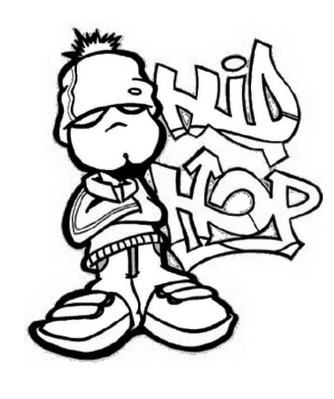 Print Hip Hop and Graffiti Are Closely Related Coloring Page