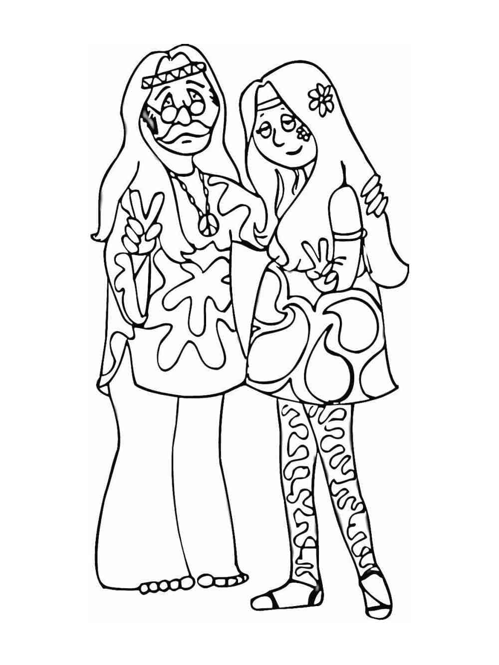 Print Hippie Couple Coloring Page