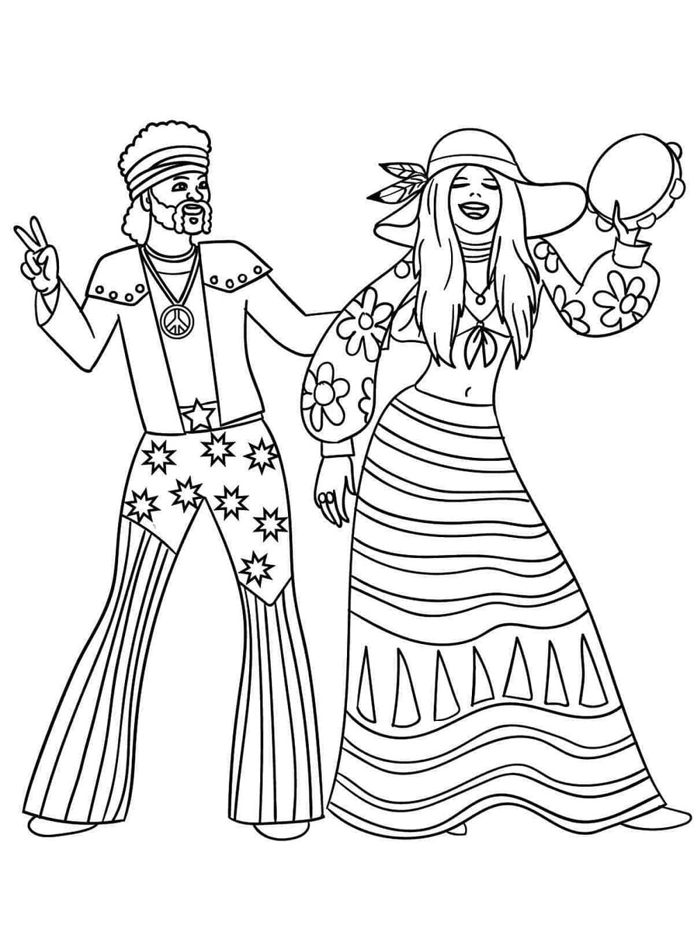 Print Hippie Dance Coloring Page