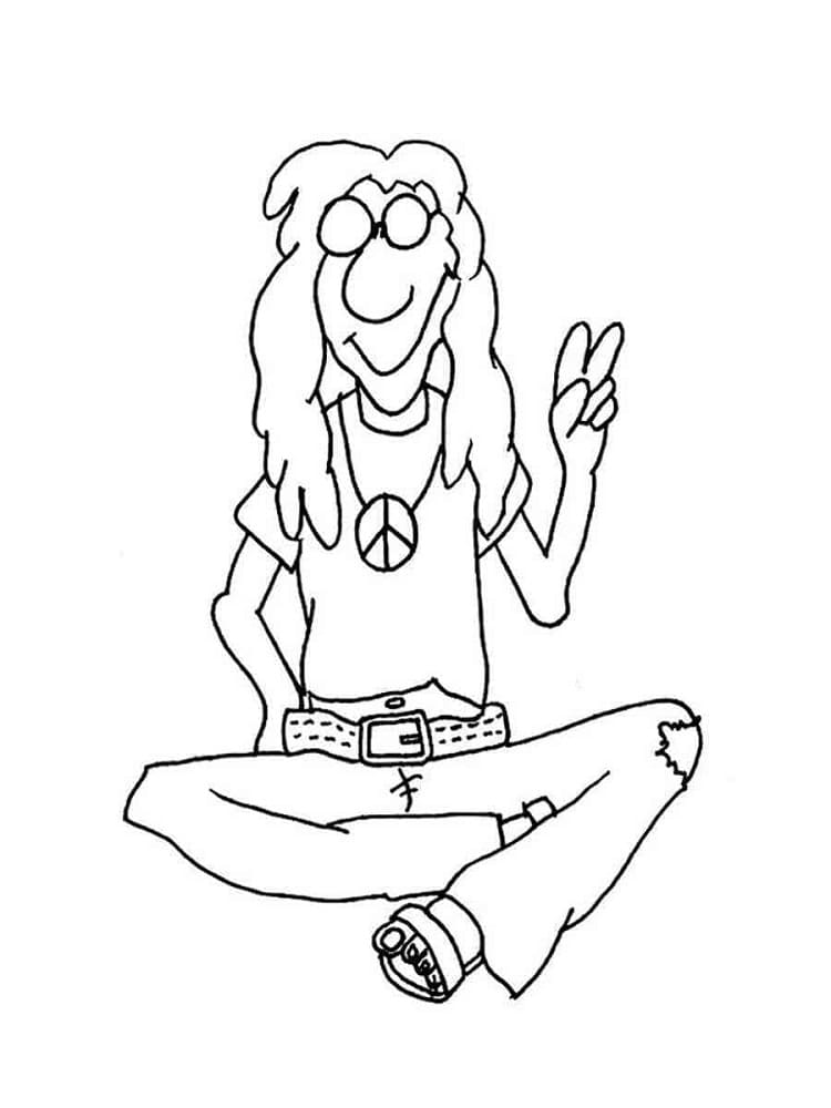 Print Hippie Man Image Coloring Page