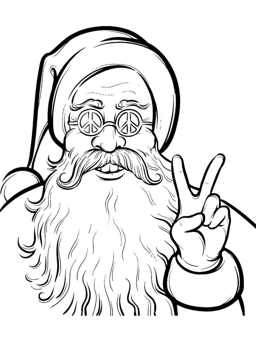 Print Hippie Santa Claus Coloring Page