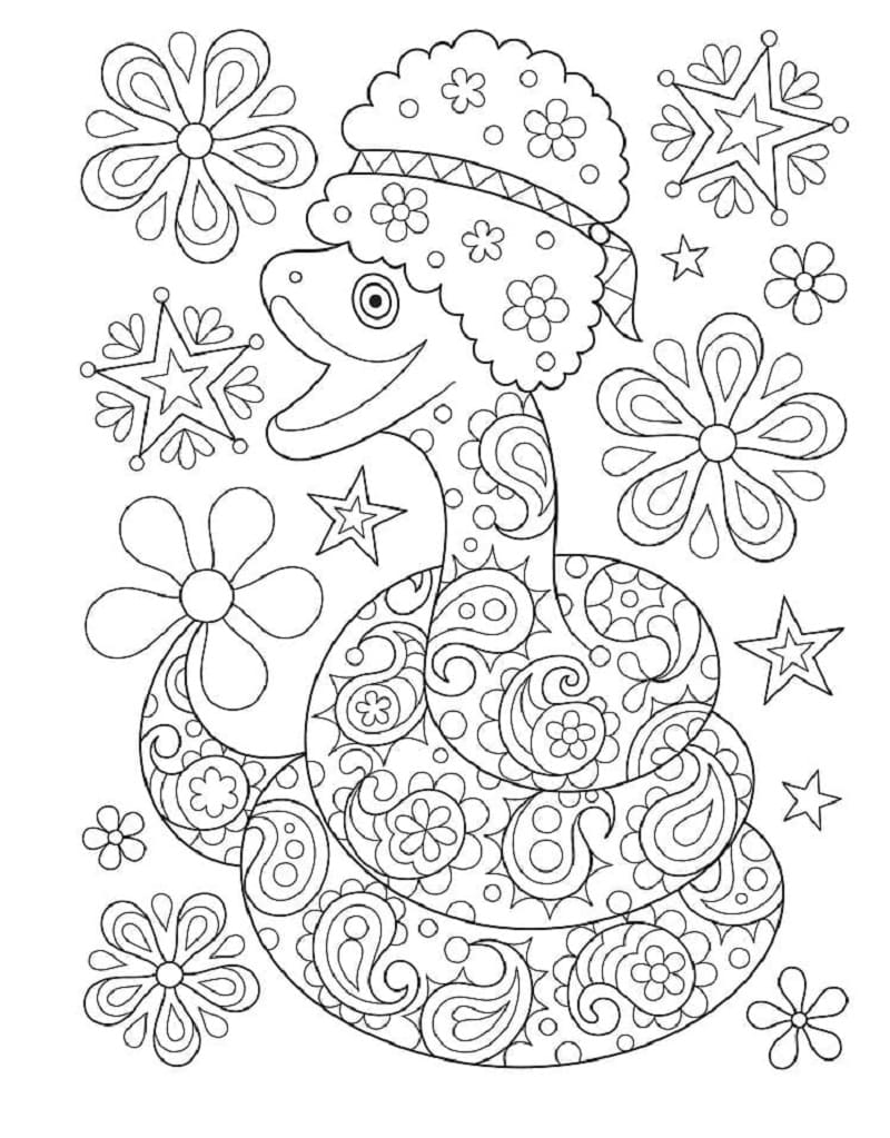 Print Hippie Snake Coloring Page