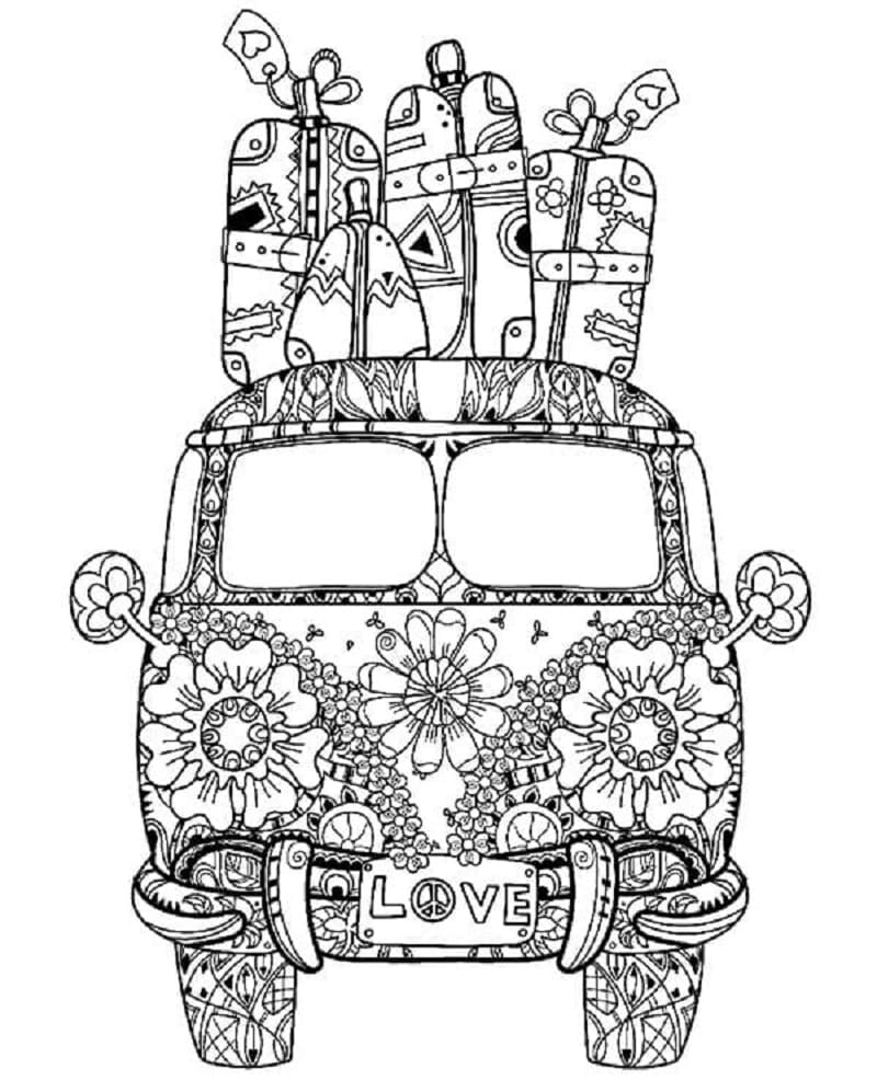 Hippie Coloring Pages