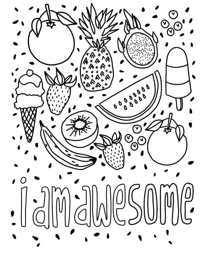 Print I Am Awesome VSCO Girl Coloring Page