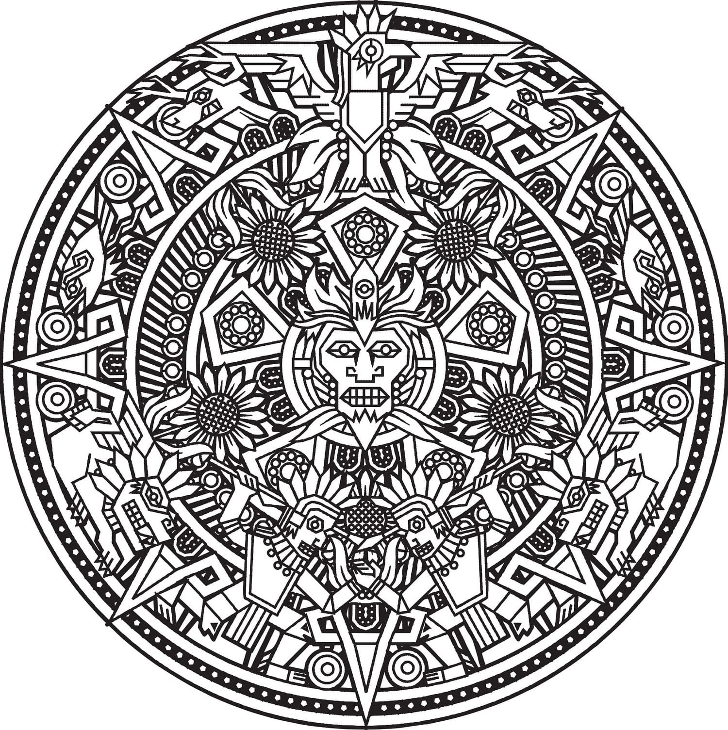 Print Inca or Maya God Coloring Page