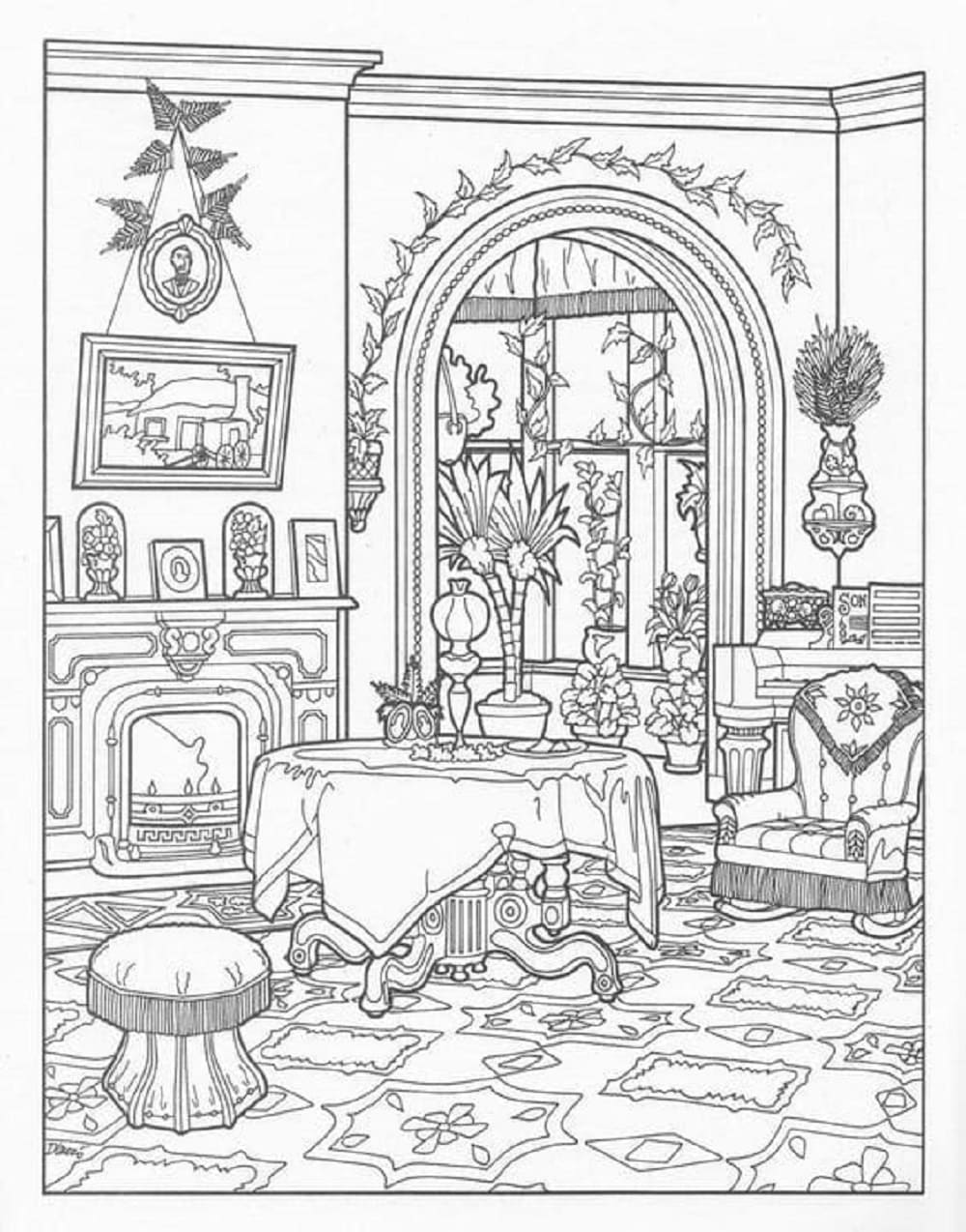 Print Inside Mansion Coloring Page