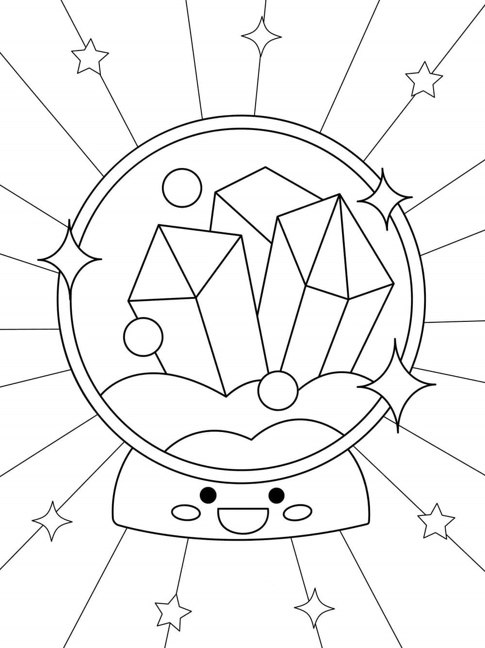 Print Kawaii Diamond with Stars Coloring Page