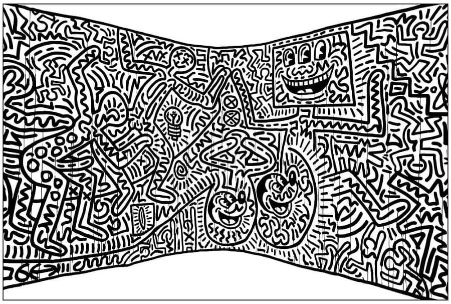 Print Keith Haring Art for Adults Coloring Page