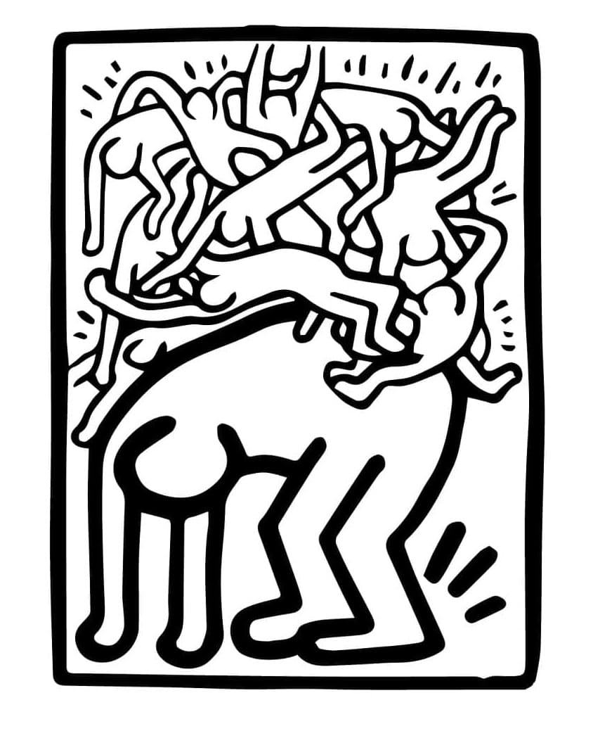 Print Keith Haring - Fight Aids Worldwide Coloring Page