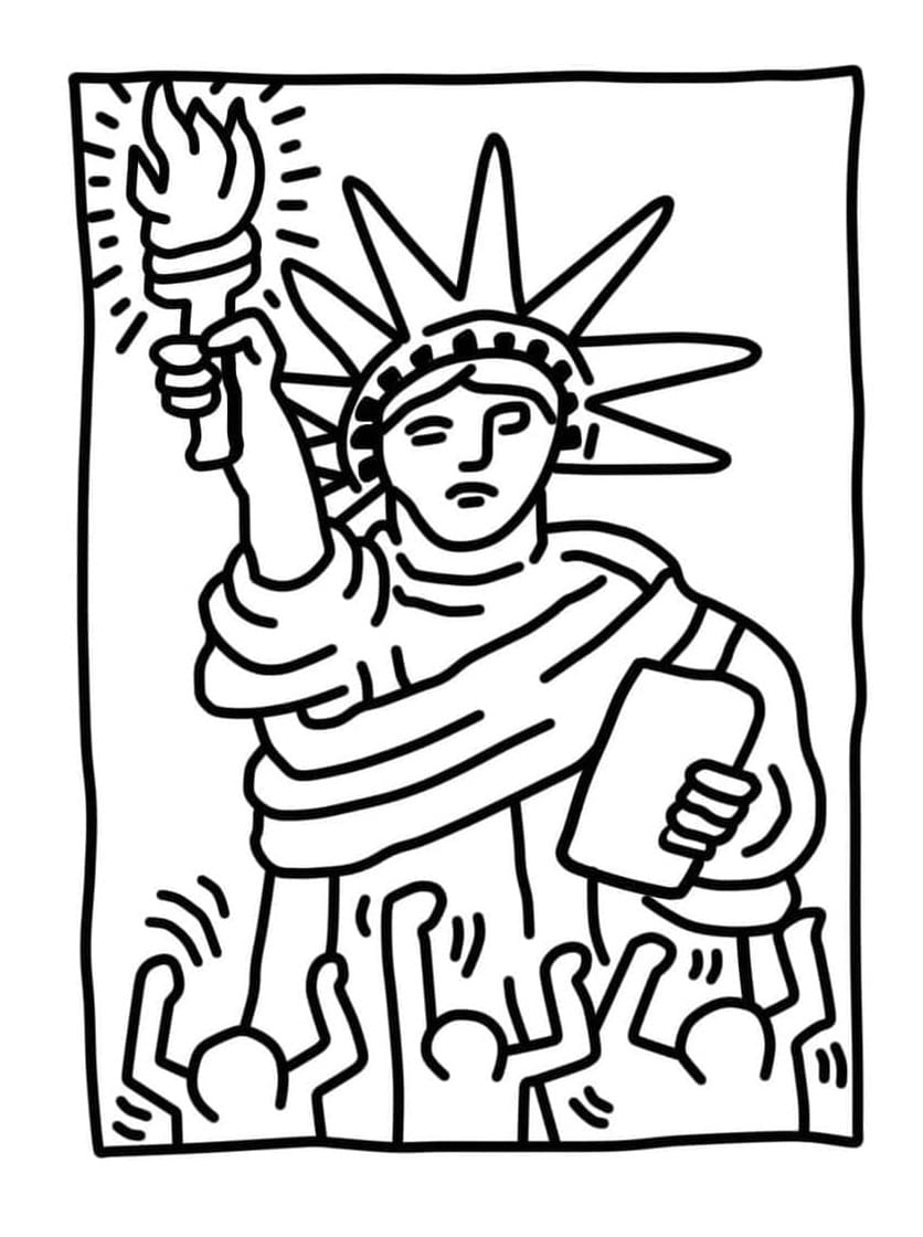 Print Keith Haring - Statue of Liberty Coloring Page