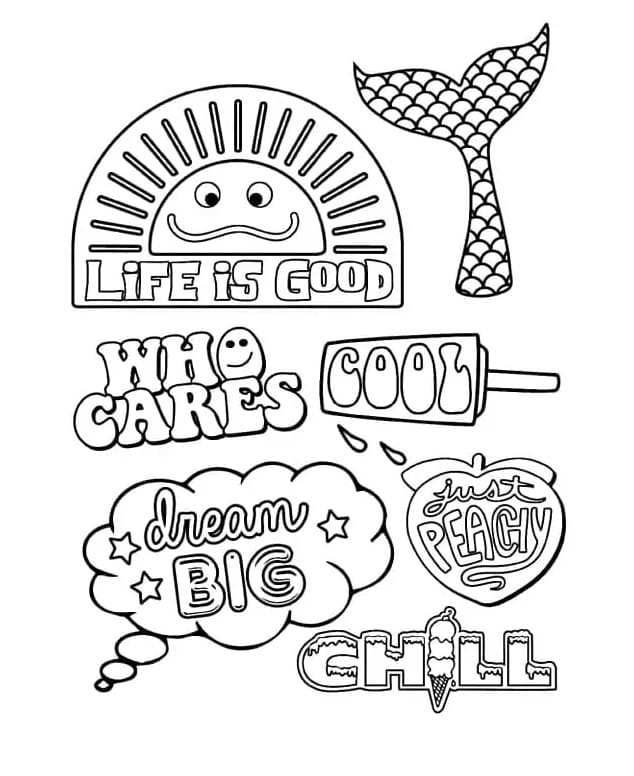 Print Life is Good VSCO Girl Coloring Page