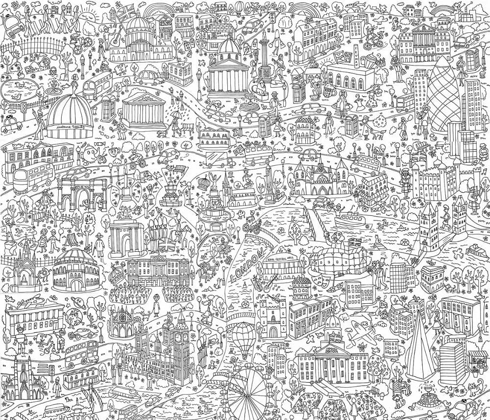 Print London Giant Poster Coloring Page