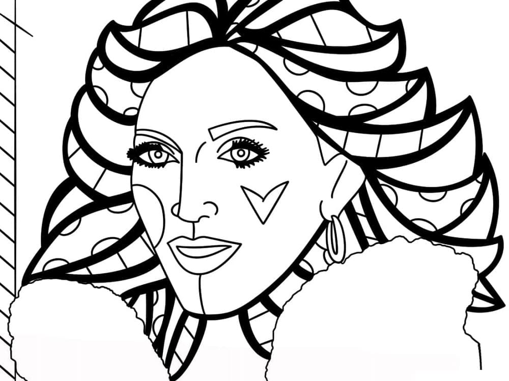 Print Madonna by Romero Britto Coloring Page