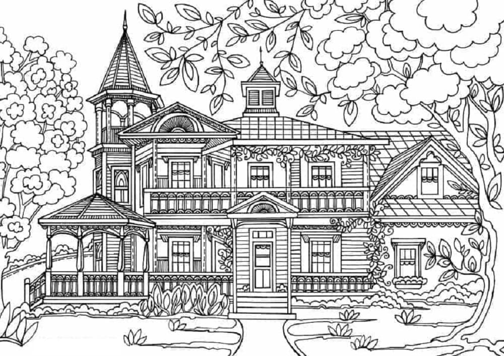 Print Mansion For Free Coloring Page