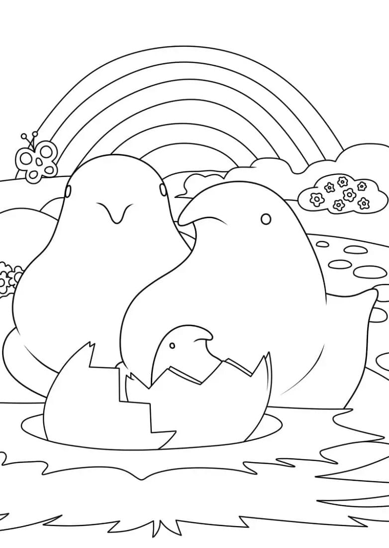 Print Marshmallow Peeps Chicks Family Coloring Pages