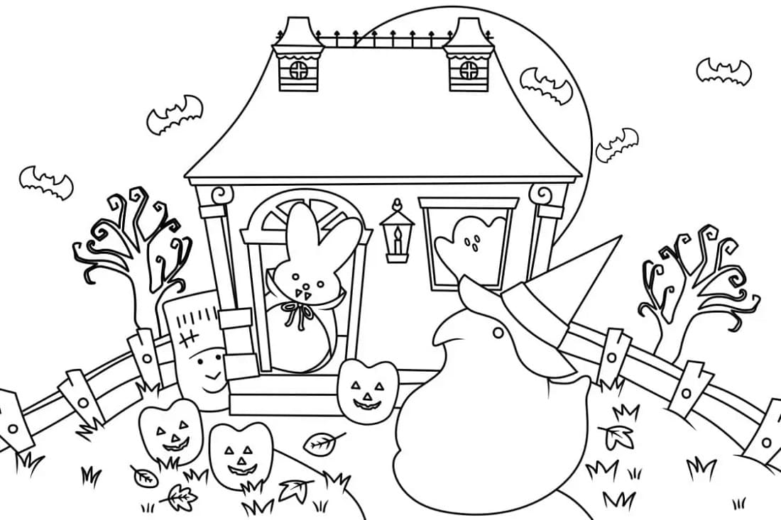 Print Marshmallow Peeps Halloween Coloring Pages