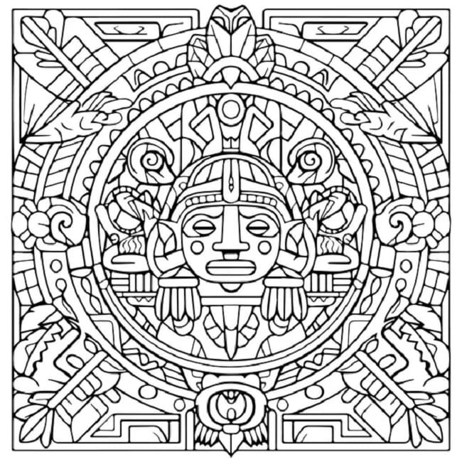 Print Mayan Free Design Coloring Page