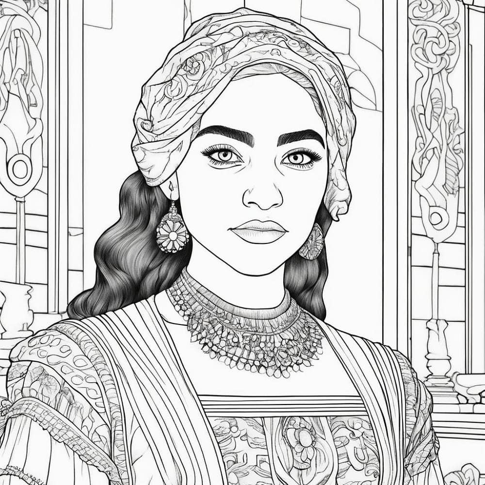 Print Mayan Woman Face Coloring Page