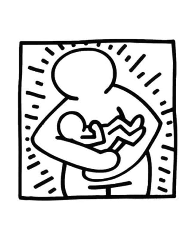 Print Mother and Baby by Keith Haring Coloring Page